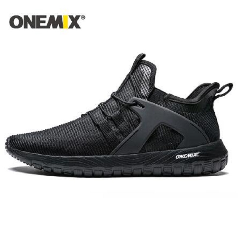 

ONEMIX 2021 Men Running Shoes Lightweight Breathable Mesh Soft Men Sneakers Slip On Outdoor Jogging Walking Tennis Sport Shoes Modle1328, Black