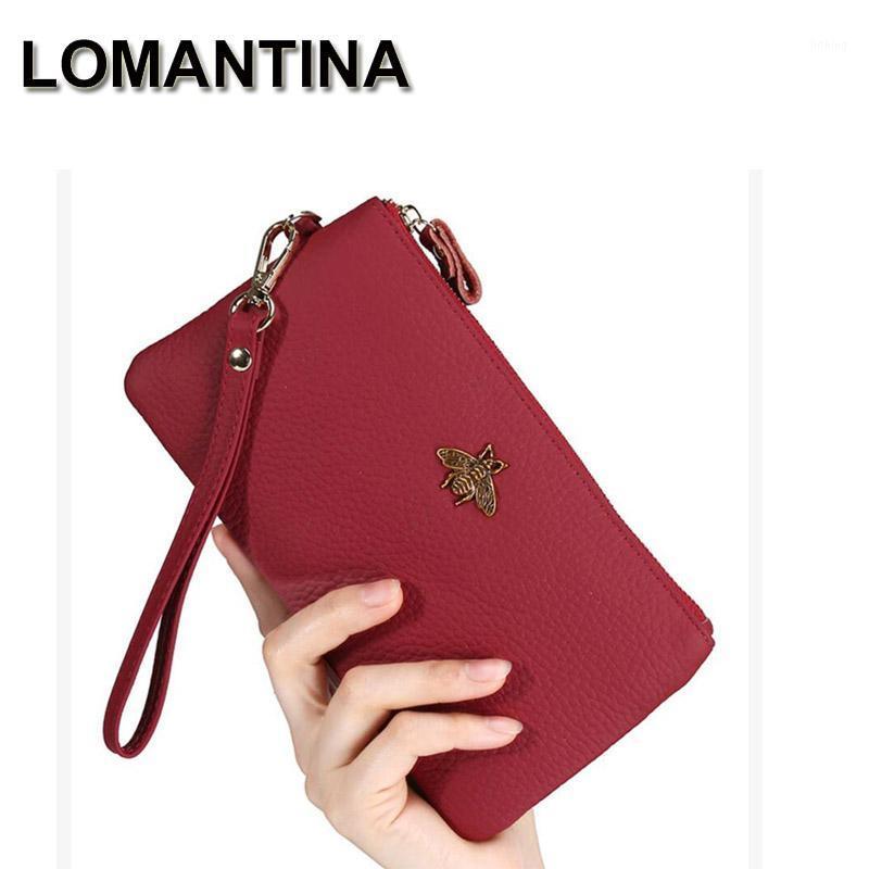 

LOMANTINA Female Women's Wallet Zipper Coin Purses Phone Bag Wristlets Genuine Leather Phone Purse Women Luxury Billetera Mujer1, Asl-837 black