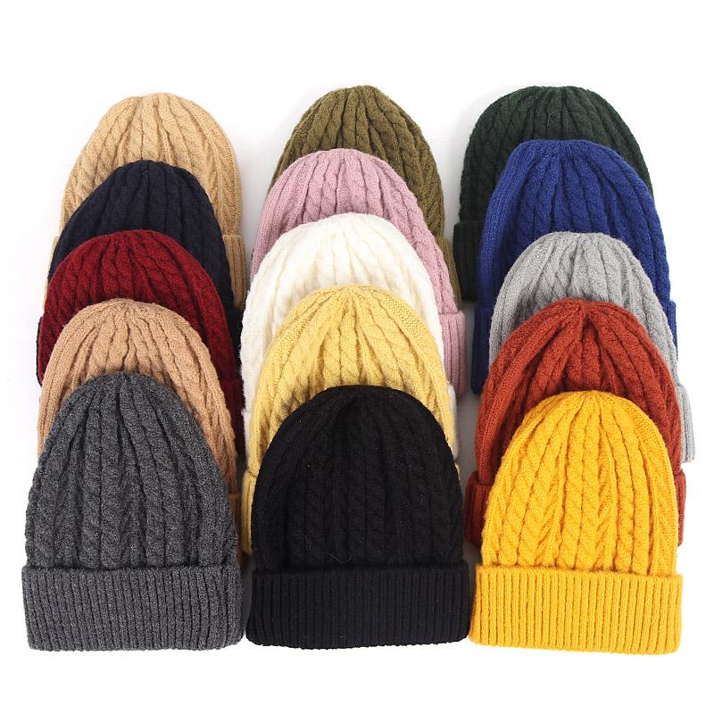 

Beanie/Skull Caps Solid Beanie Autumn 2021 Winter Knitted Cap Women SkullCap Hats Gorro Ski Beanies Bonnet Femme Black, White