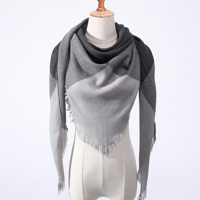 

2020 New Spring Women's Triquetrous Scarf Plaid Warm Cashmere Triangle Scarves Female Shawls and Lady Bandana Wraps