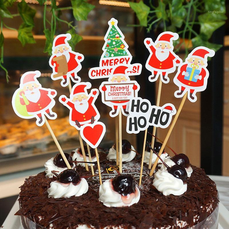 

9pcs Santa Claus Cupcake Toppers 2019 Merry Christmas Decorations for Home Table Ornaments Happy New Year 2020 Xmas Decor1