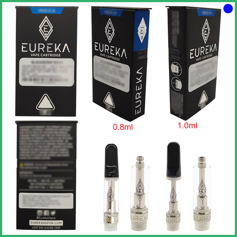 

Vape Eureka cart Ceramic Coil Vaporizer 0.8 1.0ml Glass Tank Ceramic Coil CO2 Thick Oil vape e-Cigs Atomizer 2020 new packaging