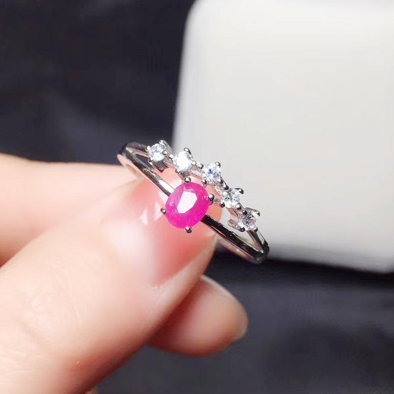 

Cluster Rings Natural Real Ruby Small Ring Per Jewelry 4*5mm 0.5ct Gemstone 925 Sterling Silver Fine T206278, Golden;silver