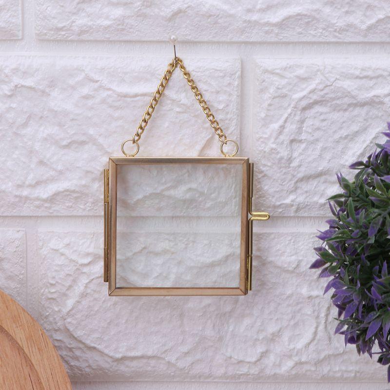 

Creative DIY Chain Retro Metal Photo Frame High Translucent Glass Photo Frame Specimen Folder 2 Size Optional Drop shipping
