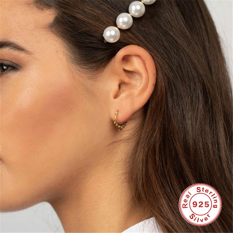 

Februaryfrost Brand 925 Sterling Silver Geometric Round Stud Earrings For Women Party Gift 2019 Fashion Jewelry Boho Leaf Circle Small Earri