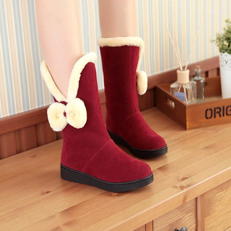 

Winter Woman Ankle Boots Fur Platform Snow Boot Ladies Plush Sneakers Flat Casual Shoes Bow Woman Footwear size31-39 botas mujer1, Black