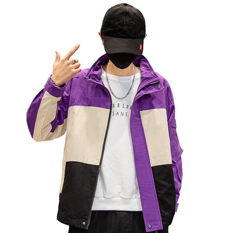 

Men Patchwork Streetwear Bomber Jackets 2020 Spring Autumn Mens Korean Fashions Windbreaker Harajuku Hip Hop Jackets Coats, Blue