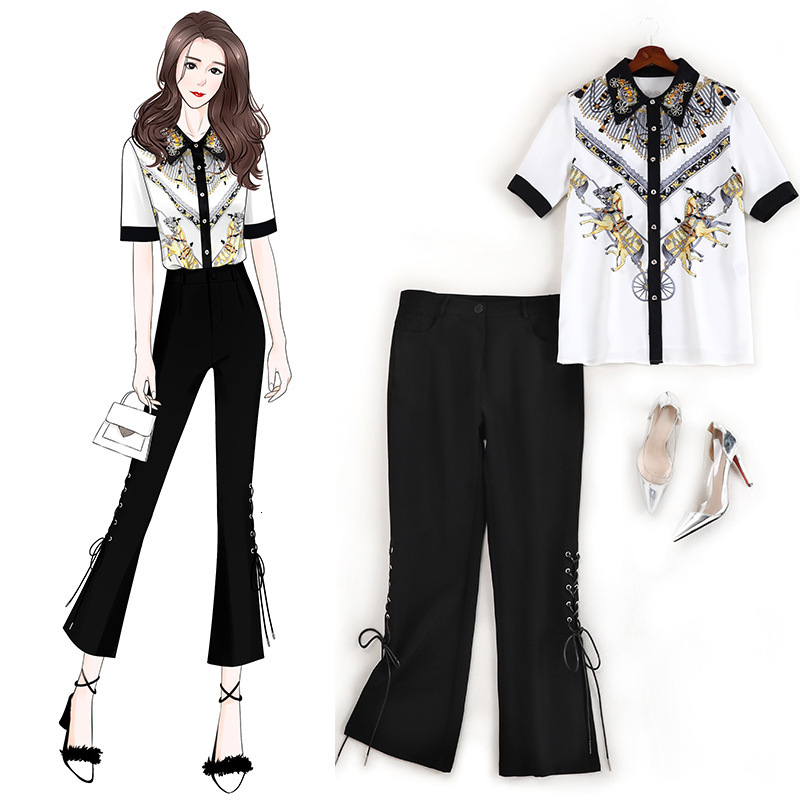 

Suit Size Western Suit-size Age-reducing Print Small Fashion Shirt Trumpet Pants 70207 Hiz6, Color black