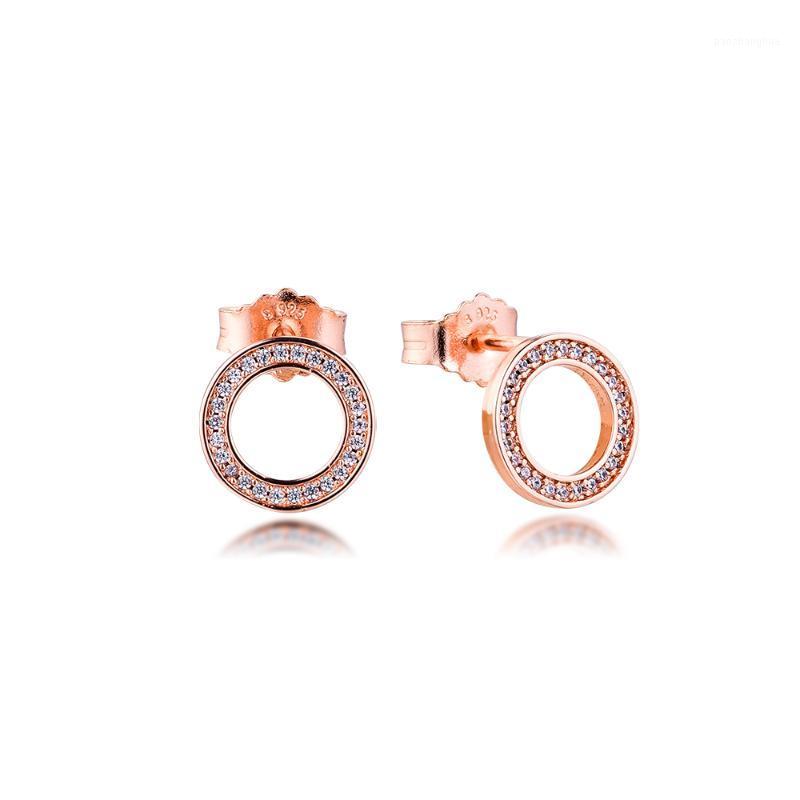 

Stud CKK Earring Sparkling Round Earrings Sterling Silver Fshion Jewelry 100% 925 Women Brincos Pendientes Aretes, Golden;silver