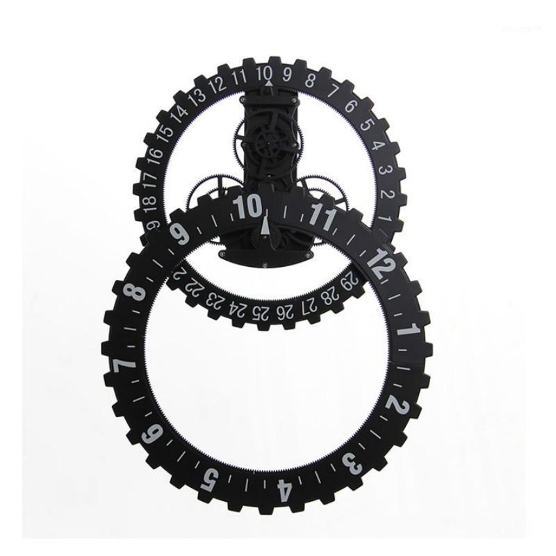 

Creative Black Calendar Wall Clcok Gear Metal Silent 3d Clocks Wall Home Decor Living Room Mechanical Date Silent Watch Gift1