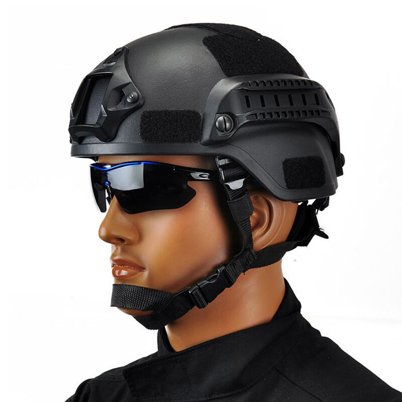 

Military Tactical Helmet Airsoft Gear Paintball Head Protector with Night Vision Sport Camera Mount BHD2 Q0120, Black