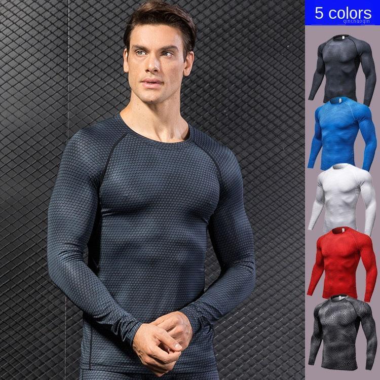 

Men' 3D Printing Fitness Running Training Long-Sleeved Amazon Tight Elastic Wicking Quick-Drying Clothes 40291, Black