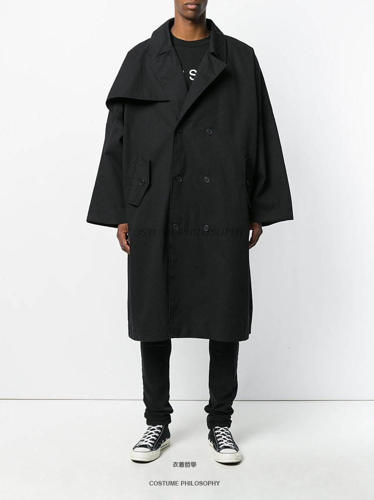 

2021 New Original Spring Custom Medium- Long-tailed Jacket of Men's Ultra-loose Black Jacket. S-6xl!! K1YM