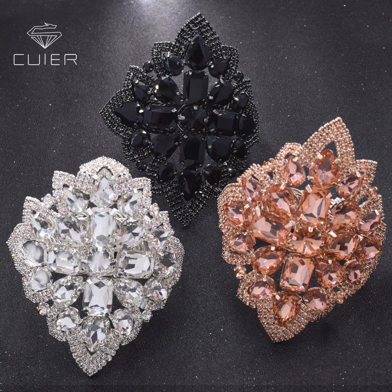 

Women Stretch armband rhinestone bridal jewelry Luxury peach crystal strass glass hand decorations bracelet wedding accessroies
