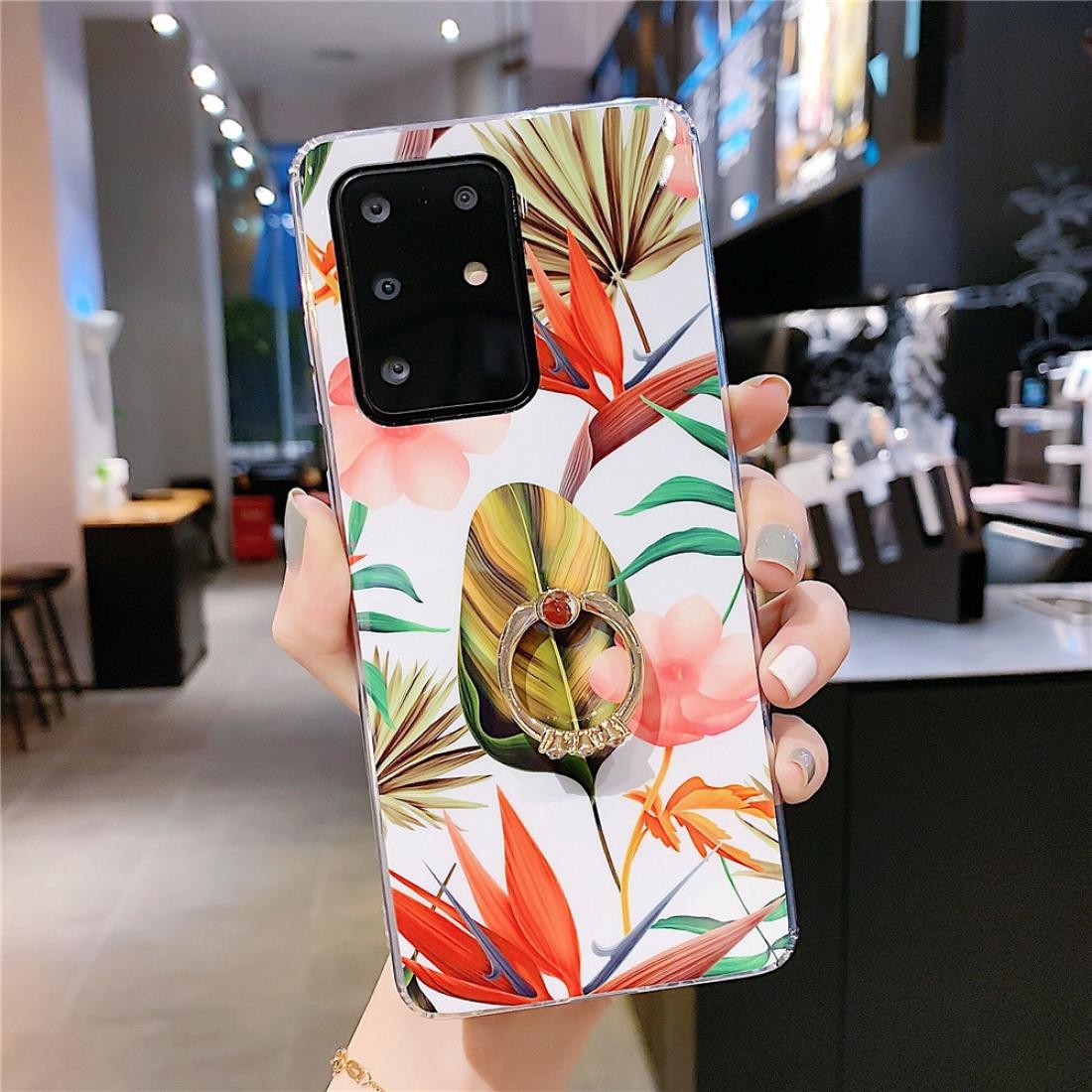 

For Galaxy S20 Ultra Smooth Flower Series IMD TPU Case with Ring Rhinestones Holder