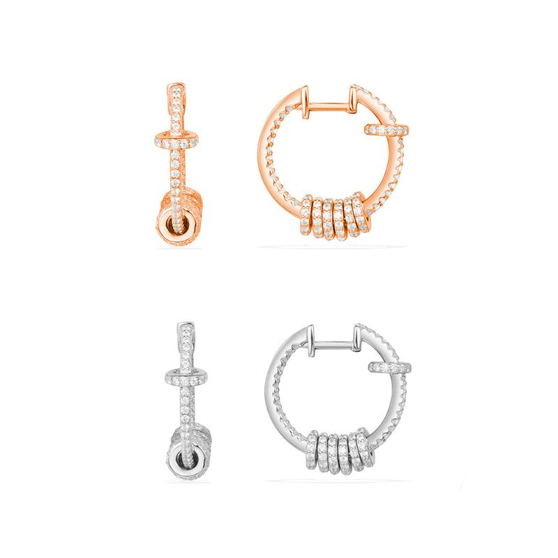 

2021 Cubic Fashion Necklace Original Unique Luxury Korean Earrings Slip Rings Womens Jewelry Rose Gold