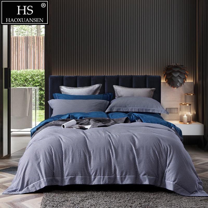 

Delicate Small Grid Design Cotton Satin Brushed 4piece Bedding Sets Quilt Cover Pillowcase Bedsheet  King Size Weight 3.9kg, Sanding bedding
