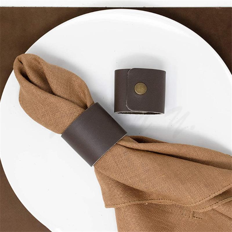 

10pcs European-style leather napkin ring pu leather napkin buckle hotel table supplies portable clip