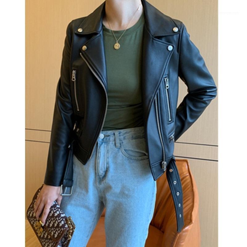 

Real Winter 2021 Genuine Leather Coat Jacket Women Tops Women Sheep Skin Short Jacket Slim Fit Coat Jaqueta Female1, Black