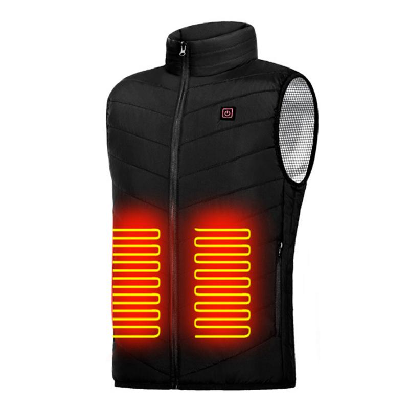 

M01-09 Heating Vest 9 Areas USB Charging Winter Jacket Electric Flexible Thermal Smart Heated Vest For Men Outdoor Accessories, Black