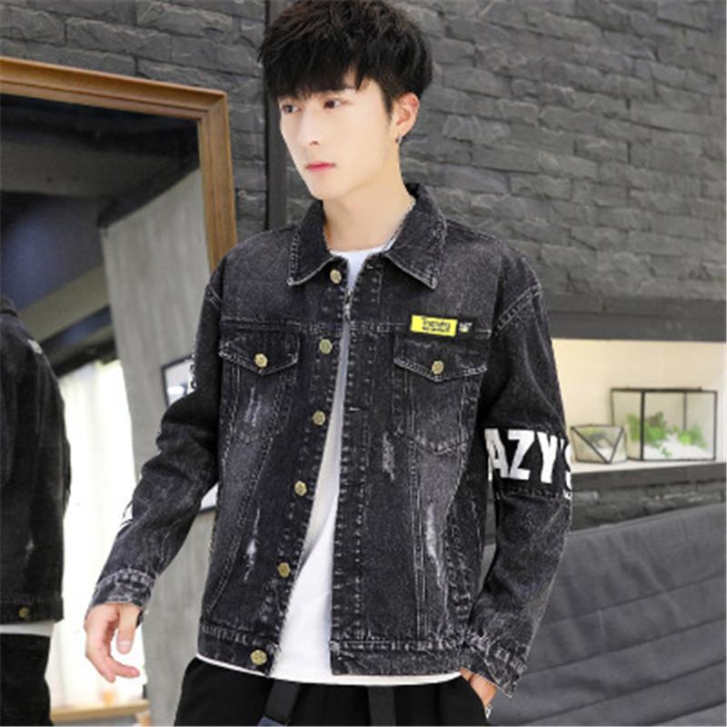

Man Denim Jacket Fashion Trend Long Sleeve Casual Buttons Coats Designer Male Autumn New Pocket Single Breasted Lapel Neck Denim Outerwear
