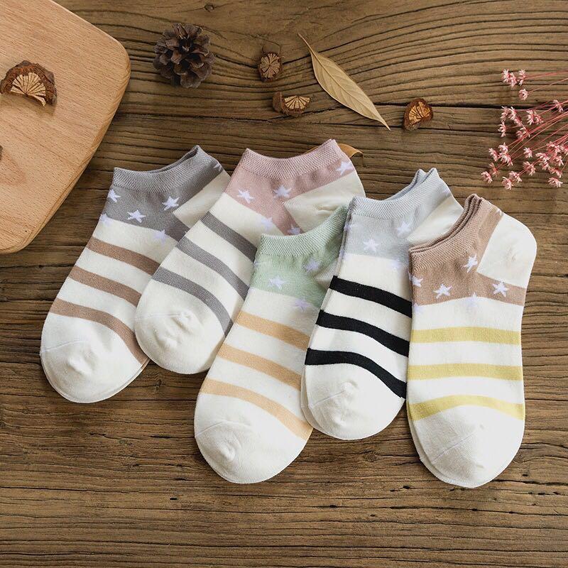 

5 Pairs/Set Women Short Casual Sock Stripe Star Print Cotton Warmer Shoe Thin Ankle Hosiery 2020 Top Fashion Streetwear