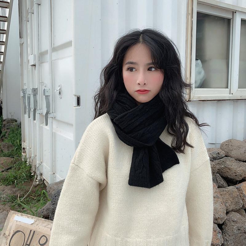 

ins short scarf women's winter Korean style thickened solid color wool knitted decoration all-match boys' autumn and winter