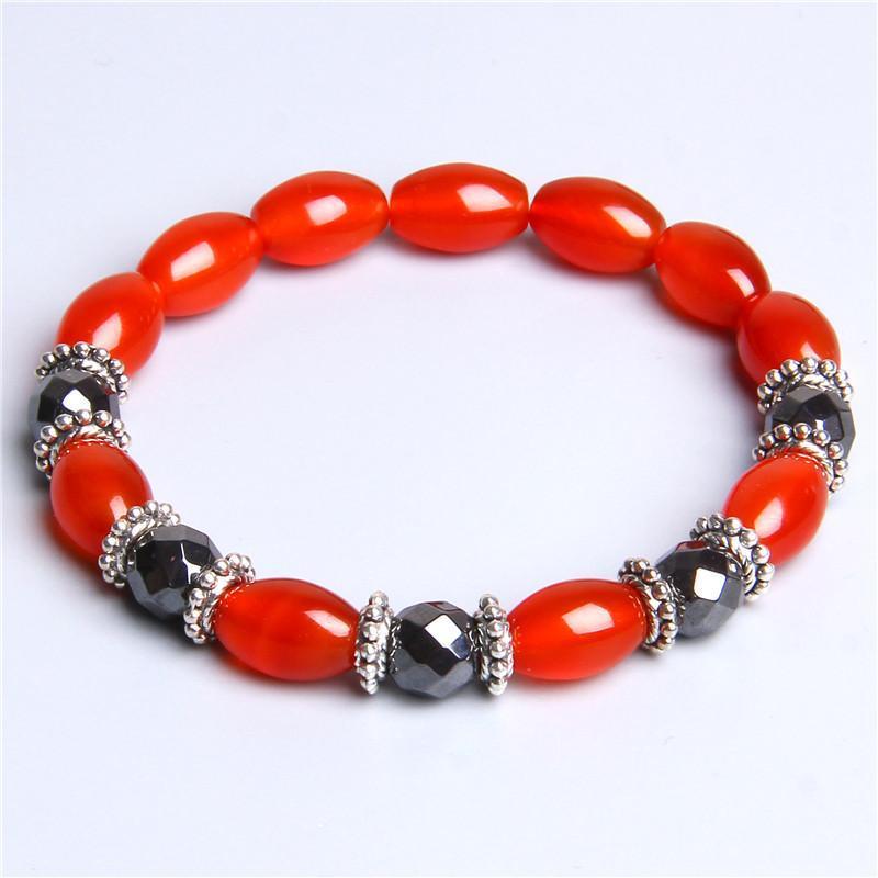 

Male female Natural Hematite Red agates stone beads bracelet for women men oval agates beads bracelet jewelry gifts dropshipping1