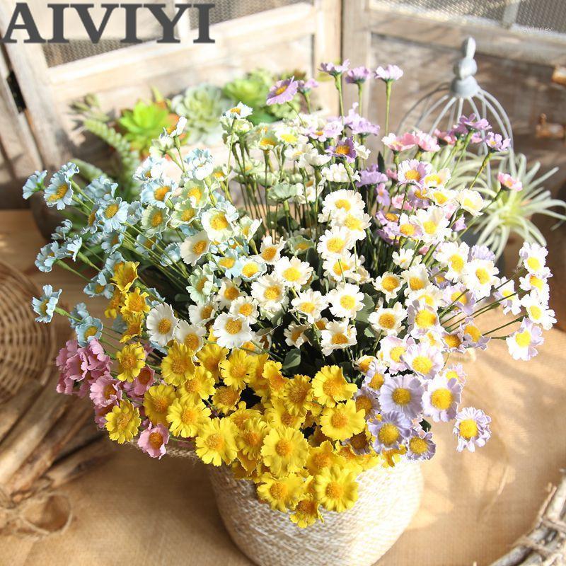 

15 Heads Daisy Artificial Flowers For Wedding Fake Flowers Bouquet Wedding Home Decoration1, Blue