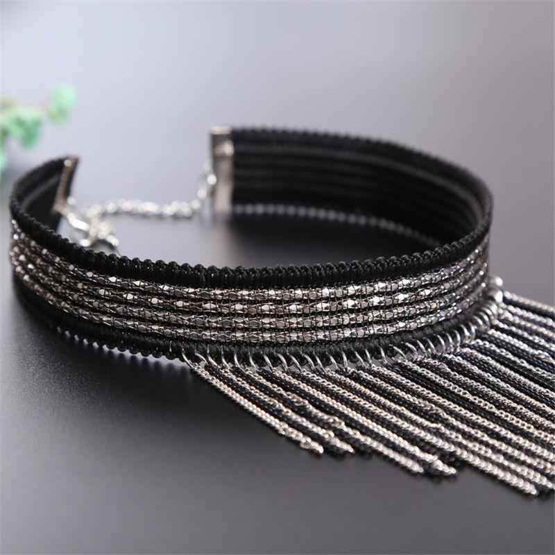 

Chokers Chunky Statement Bib Pendant Chain Fringed Choker Collar Necklace Charm Jewelry