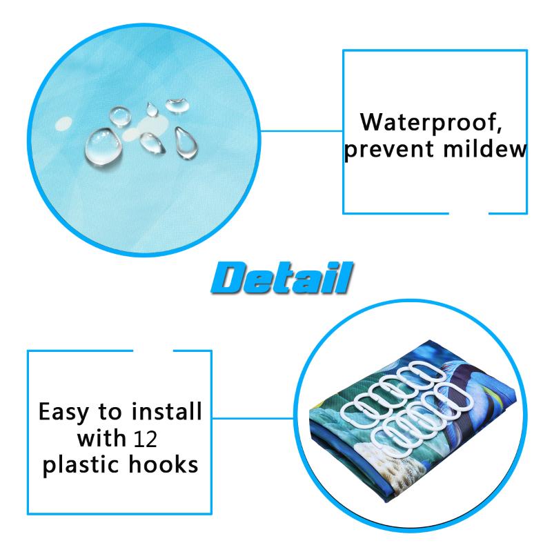 

Ocean Dolphin Deep Sea Shower Curtain Polyester Waterproof Curtains for Bathroom + Pedestal Rug Lid Toilet Cover Bath Mat Set