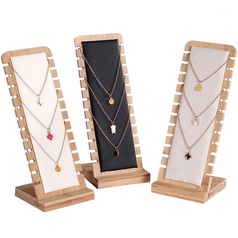 

Bamboo jewelry display rack necklace display rack bracelet pendant storage cabinet storage bag WY1