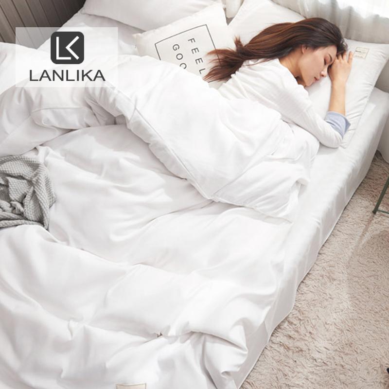 

Lanlika White Bedding Set Flat Sheet Duvet Cover Pillowcase Bedspread Decor Home Textiles Adult Bed Fitted Sheet Mattress Cover, 13