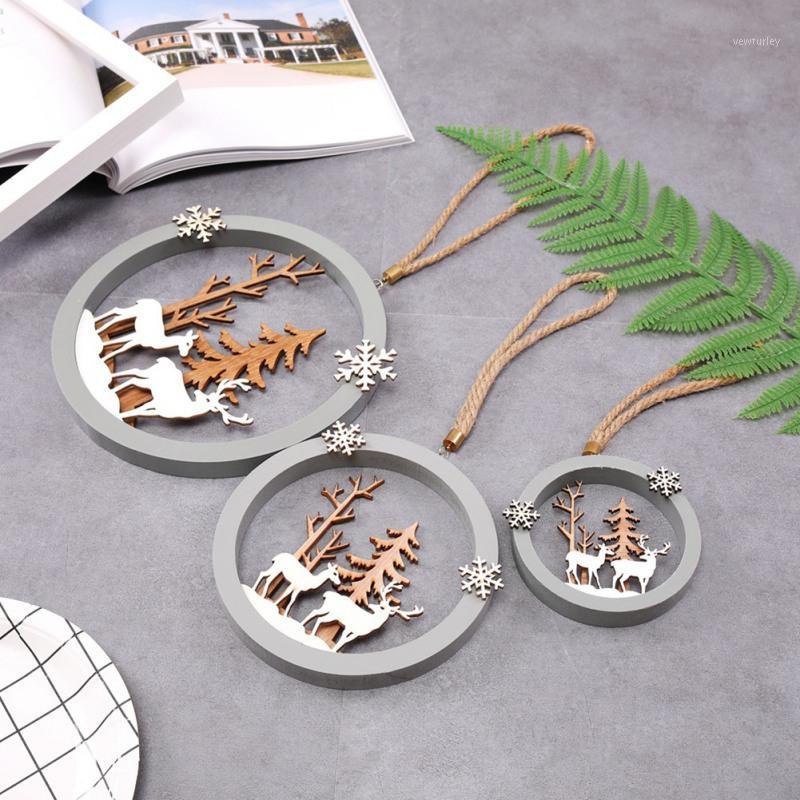 

New Year Xmas Elk Tree Wood Craft Wooden Christmas Hanging Decoration Christmas Pendants Ornaments For Home Navidad Gift1