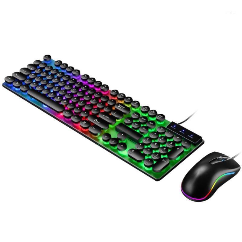 

D290 Keyboard And Mouse Comb Colorful LED Backlight Wired 104 Keys Mechanical Keyboard Mouse Set for PC1