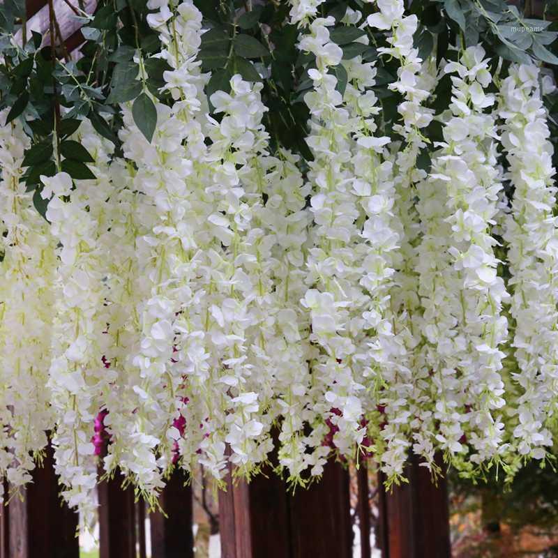 

7pcs Artificial Wall Wisteria Hydrangea Wallflower Wedding Decoration Background Wall artificial flowers silk flowers flower1, Champ