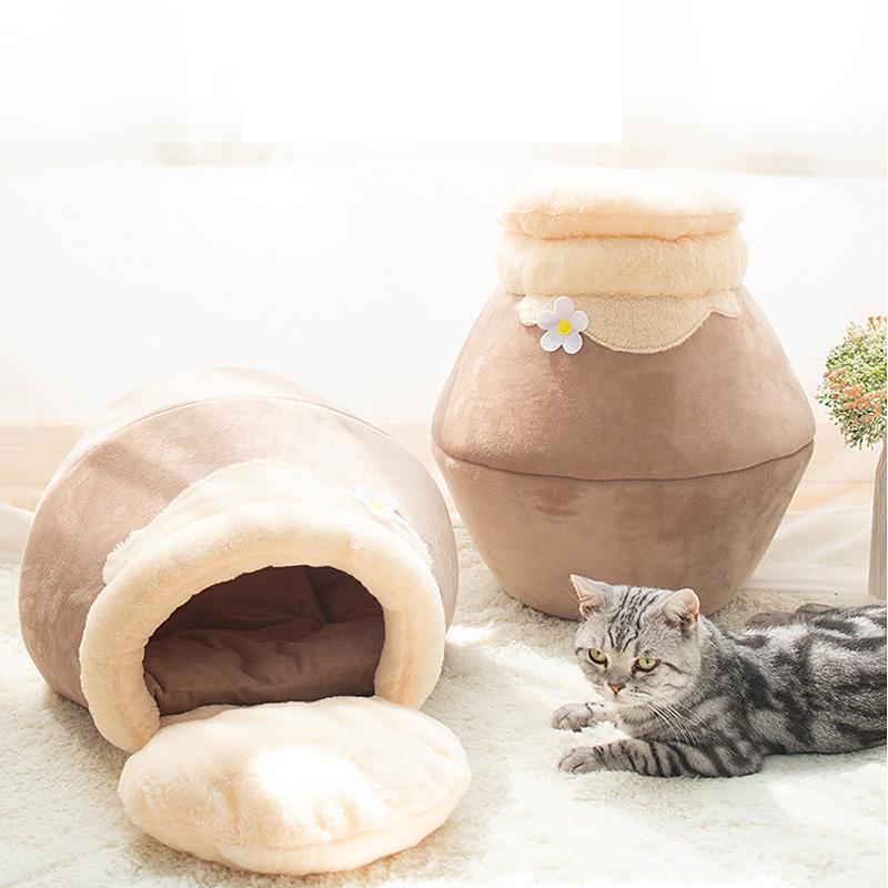 

Warm Cat Bed House Cute Foldable Cat Dog Bed House Sofa Kennel Nest Winter Cute Warm Sleeping Mats for Small Dog, As the picture
