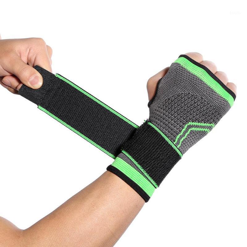 

1PCS Bandage Pressurized High Elastic Weaving Straps Fitness Brace Wrist Support Hand Palm Hand Wraps Wristband Powerlifting1, Single green xl
