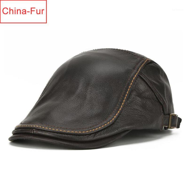

2020 Autumn Winter Men Real Genuine Leather Baseball Cap Brand Casual Warm Cow Leather Hat Real Cowhide Baseball Caps1, Brown