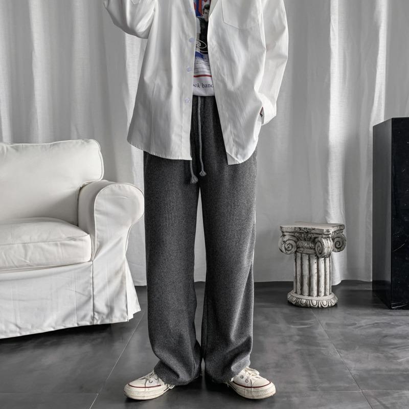 

Autumn Corduroy Pants Men's Fashion Retro Casual Wide-leg Pants Men Streetwear Korean Loose Hip-hop Straight Mens Trousers, Gray