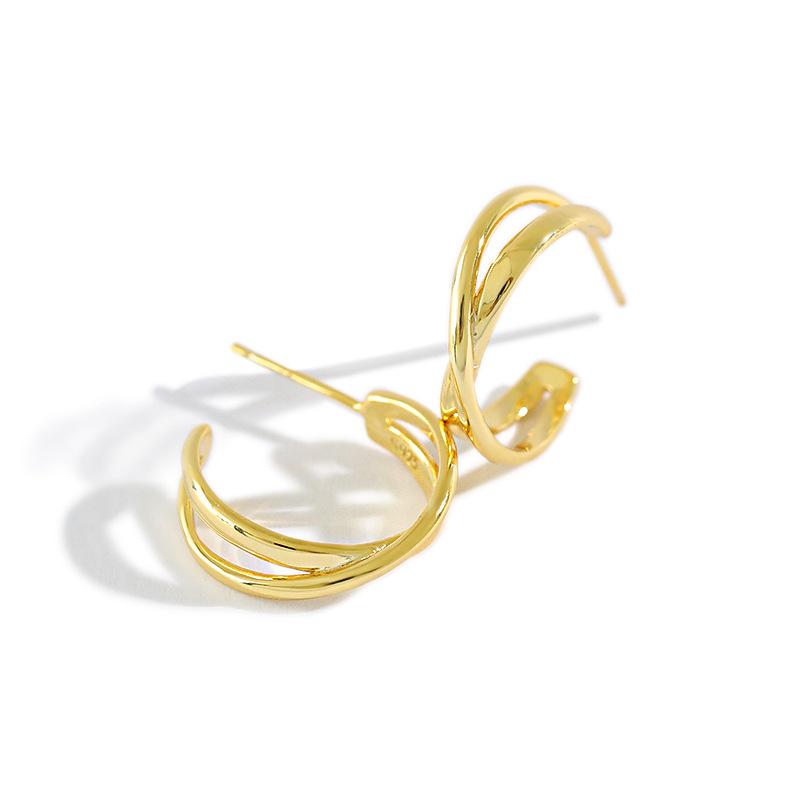 

Stud Real 925 Sterling Silver Crossing Lines Earrings For Fashion Women Party Fine Jewelry Hiphop Minimalist Accessories Gift