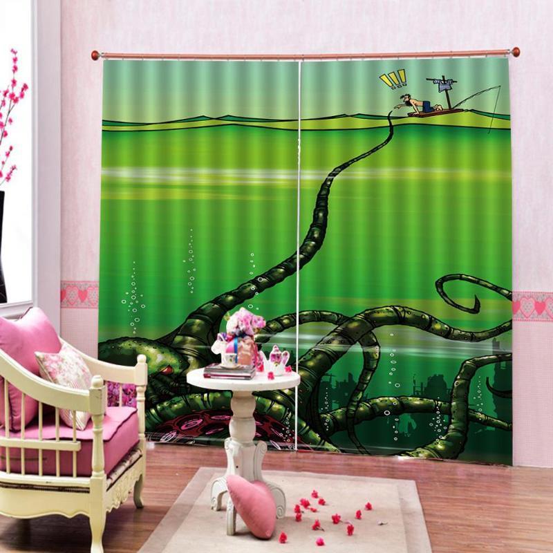

Cartoons Creative Pirate Animal Curtain Large Window For Kids room Bedroom Half-Blackout Drapes Sets (Left and Right Side)1, As pic
