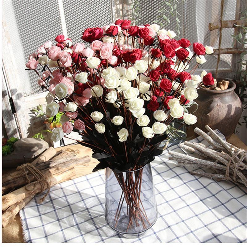 

15 head artificial foam mini roses home living room decoration fake flowers wedding scene layout photography props birthday gift1