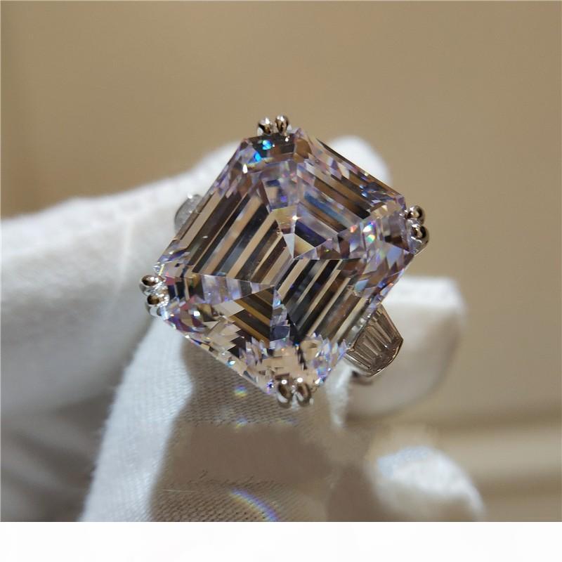 

New Year's gift Topaz Cz Diamond Luxury Jewelry 925 Sterling Silver Astie Type Promise Eternity Women Wedding Party Band Ring Gift