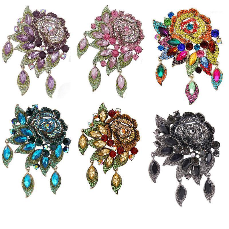 

Wedding fabric rose flower rhinestone brooch for Women1