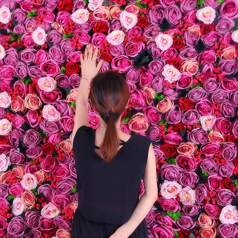 

High density wedding flower wall 40x60cm colorful silk rose artificial flowers romantic for wedding background decoration