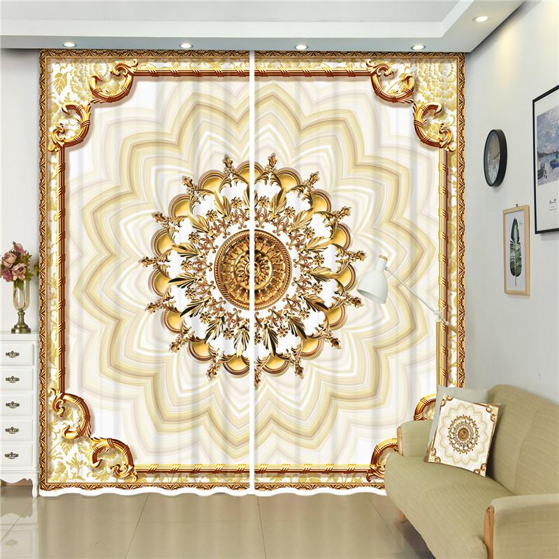 

Customize any size Luxury blackout curtains for bedroom living room windows Round Carved Mandala Home Decor 3D Curtains Drape, 3d curtain