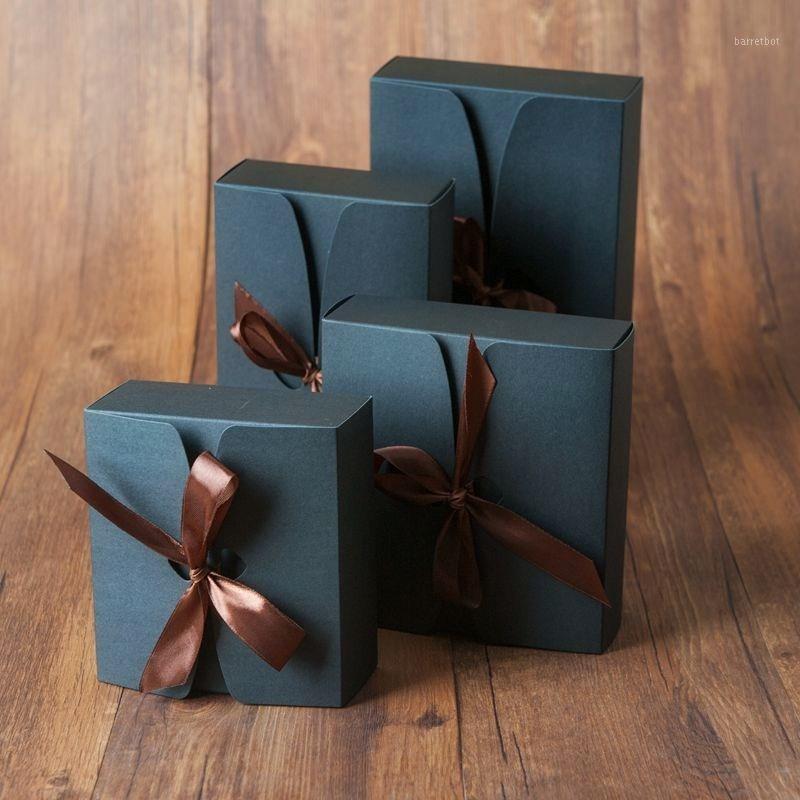 

3 sizes Kraft boxes with ribbon,big size wedding favor Gift Package black Box,baby shower favor boxes,Birthday candy box1
