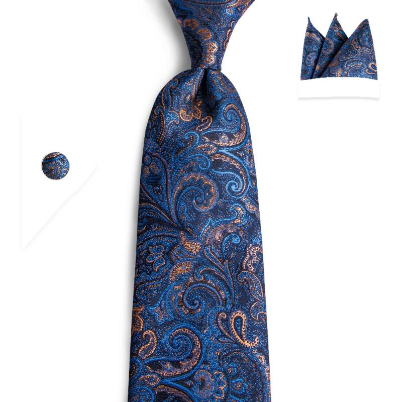

Bow Ties DiBanGu Dark Blue Mens Hanky Cufflinks Set Tie 8cm Wide Neck Gravatas For Formal Business Wedding N-7108