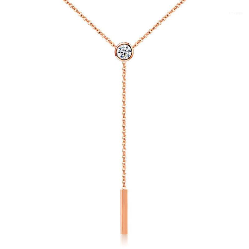 

Chokers FIREBROS 2021 Rose Gold Stainless Steel Zircon Bar Pendant Tassel Necklace Choker Collar Women Jewelry Accessories Drop1
